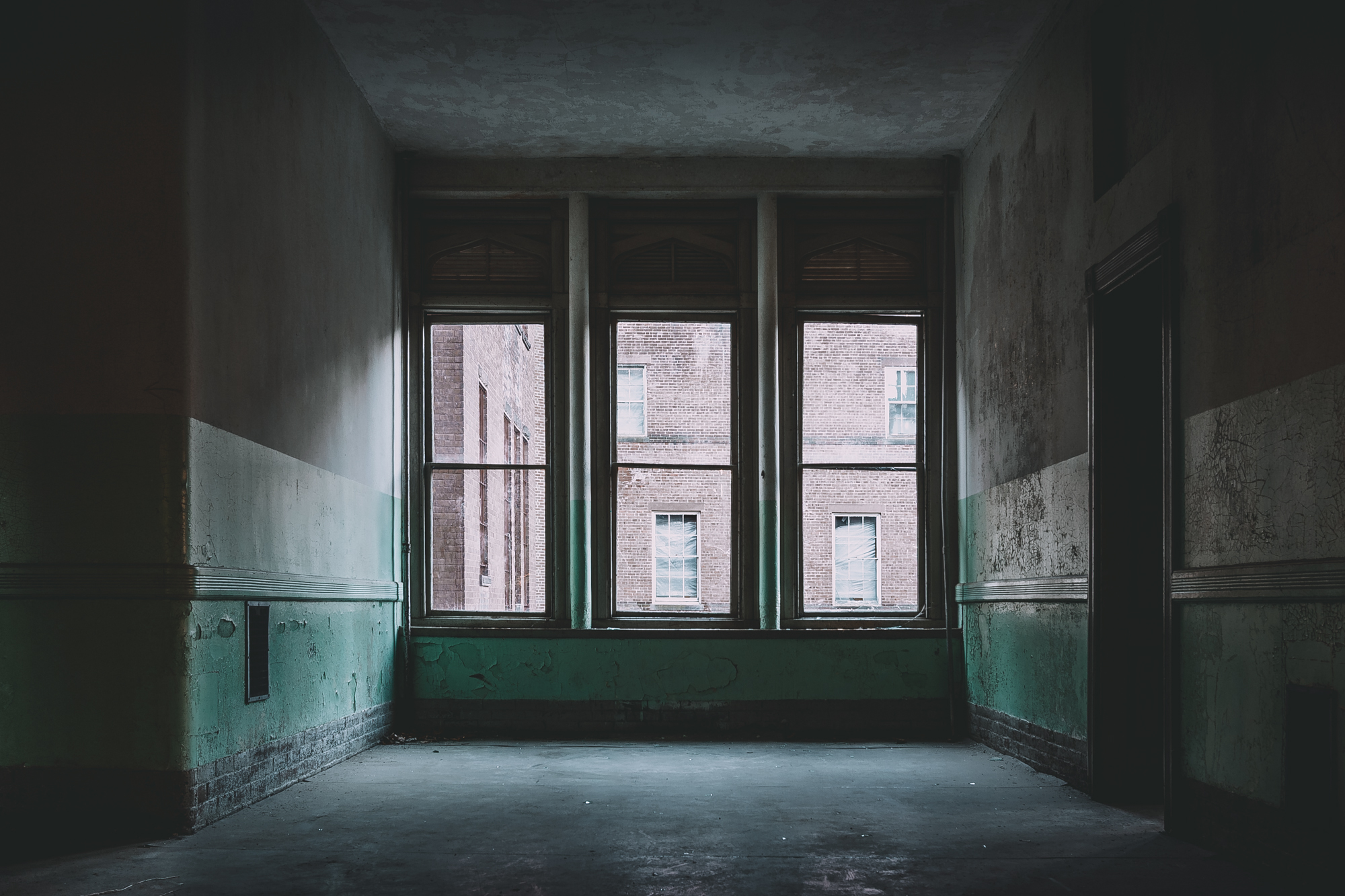Northampton State Hospital hallway and windows.