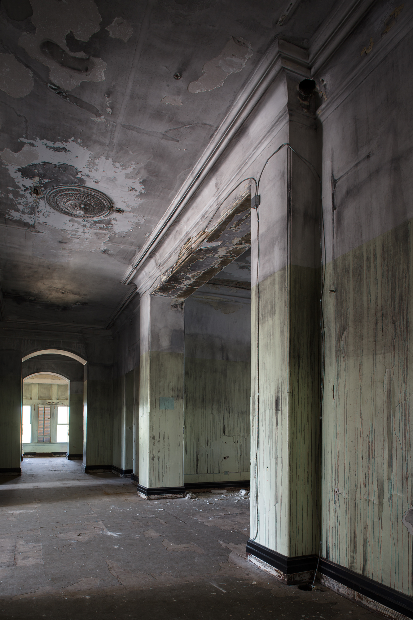 Empty hallway at Buffalo State Hospital.