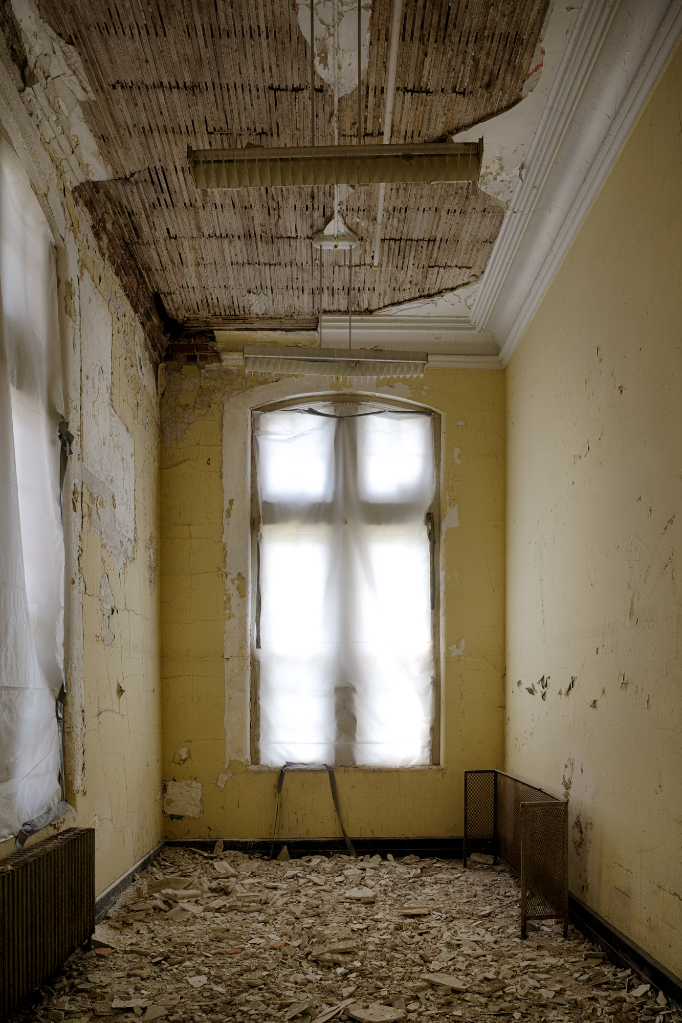 Yellow hallway at Buffalo State Hospital