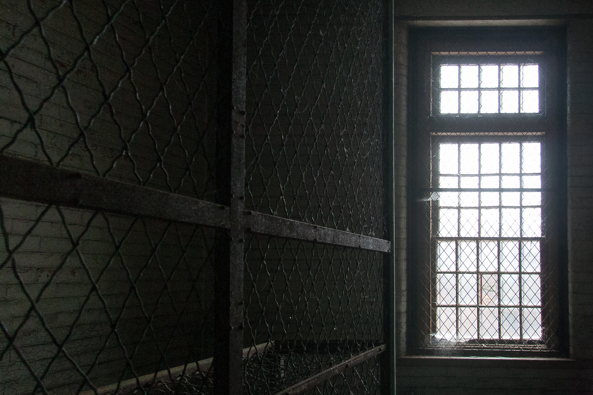 Caged stairwell at Northampton State Hospital