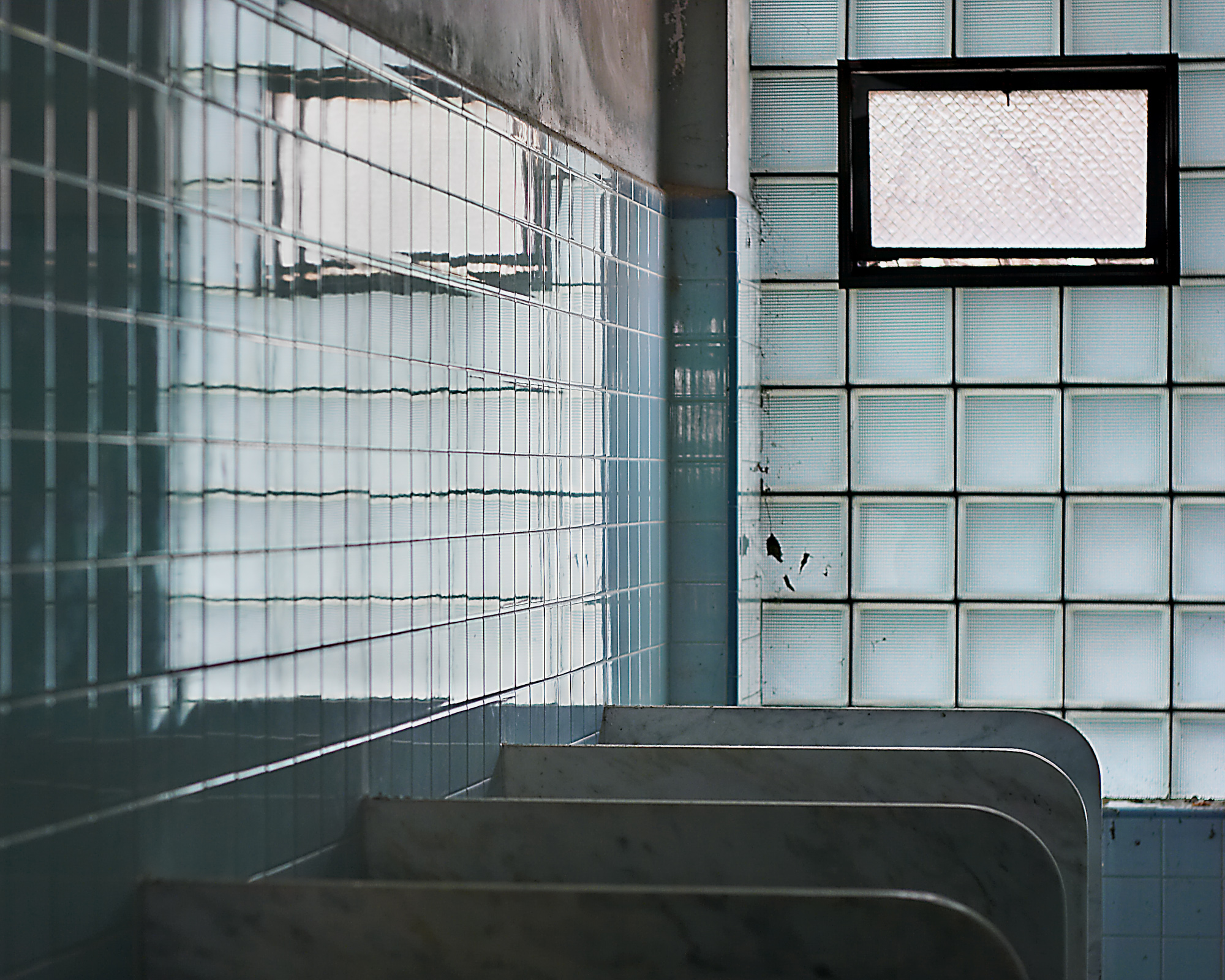 Blue bathroom at Northampton State Hospital