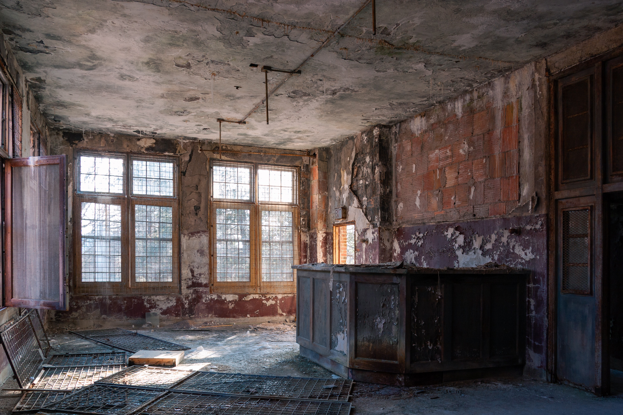 Red violent ward nurse's station at Northampton State Hospital