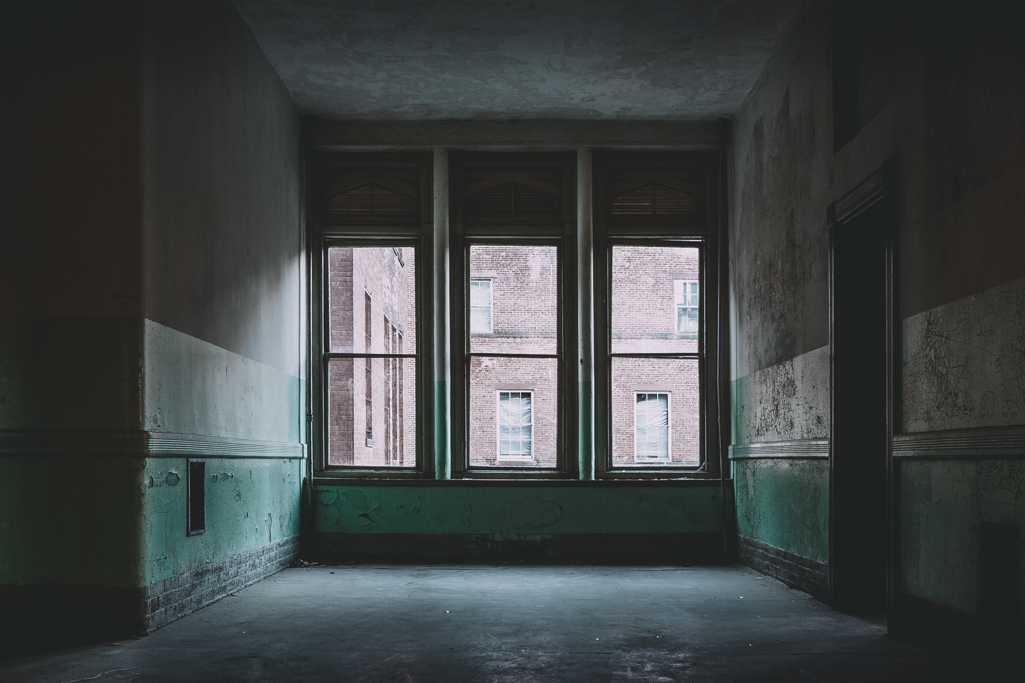 Northampton State Hospital hallway and windows.