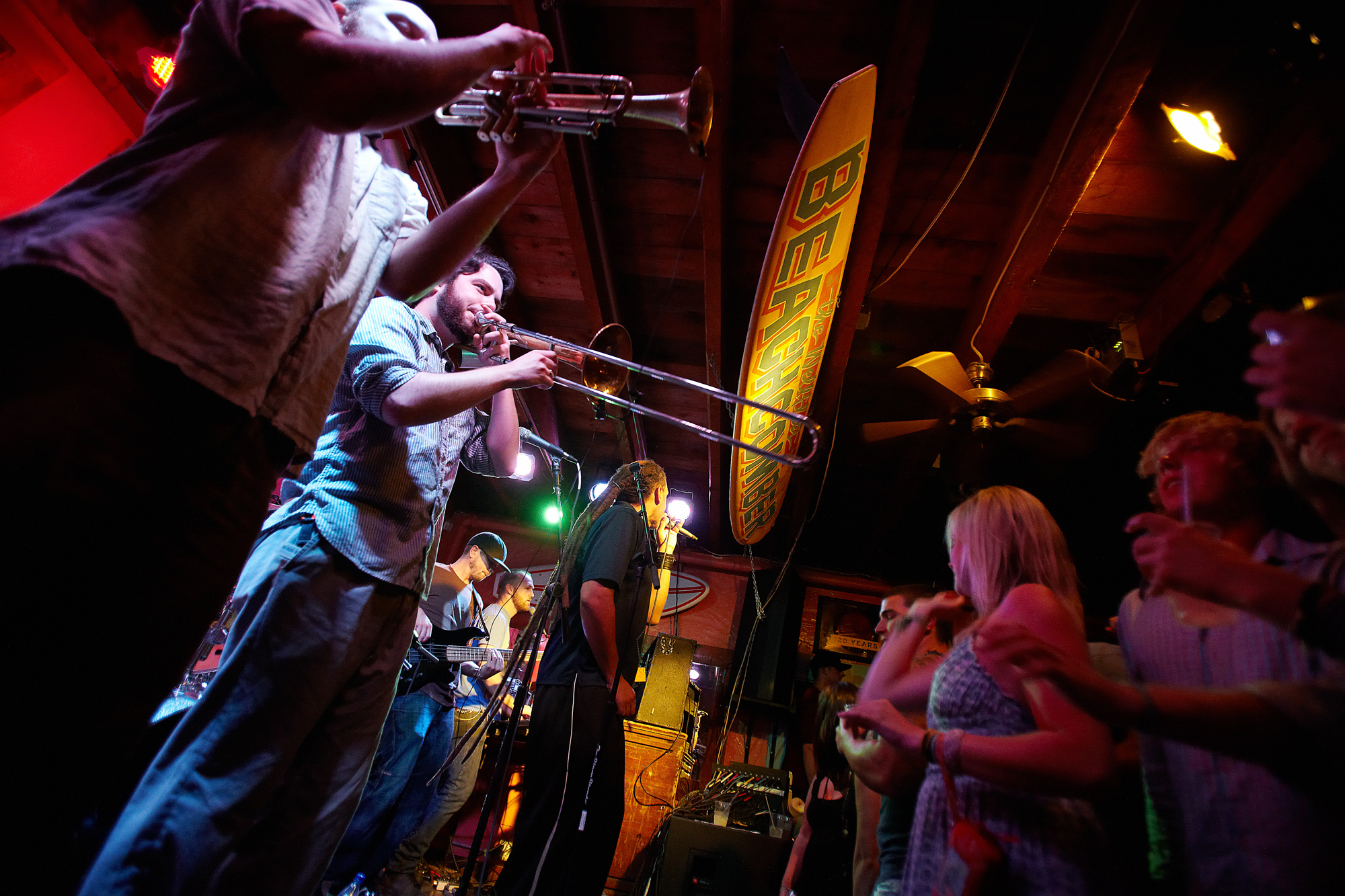 John Brown's Body horn section at the Welfleet Beachcomber July 31, 2011.