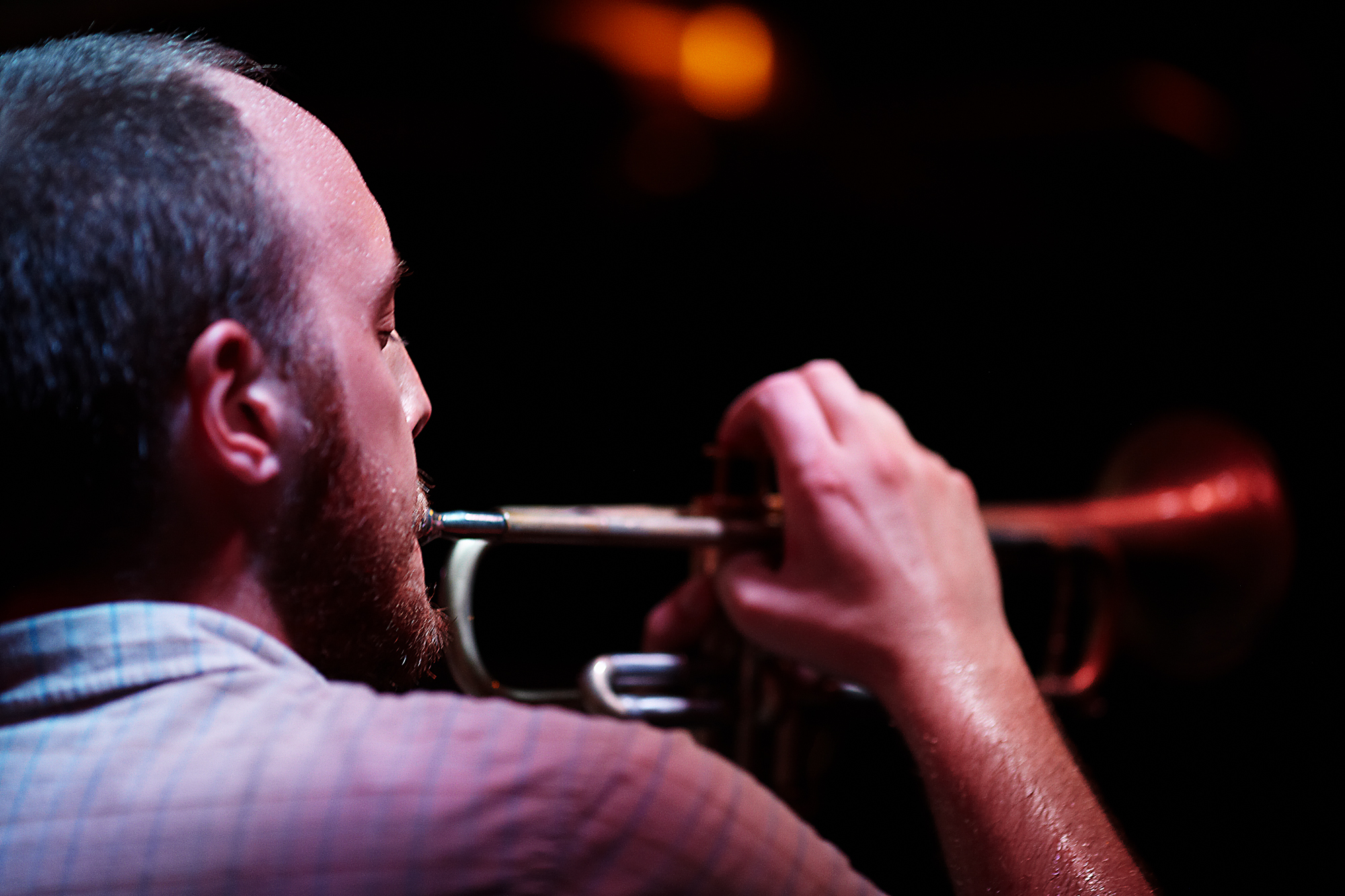 John Brown's Body trumpet player at the Welfleet Beachcomber July 31, 2010.