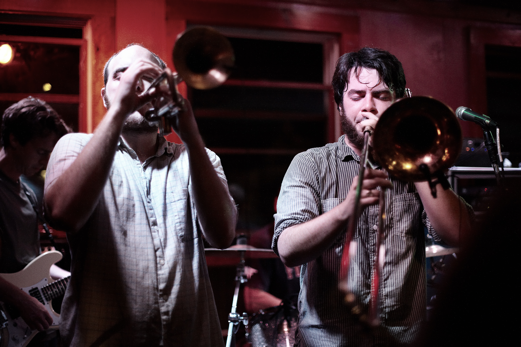 John Brown's Body horn section at the Welfleet Beachcomber July 31, 2011.