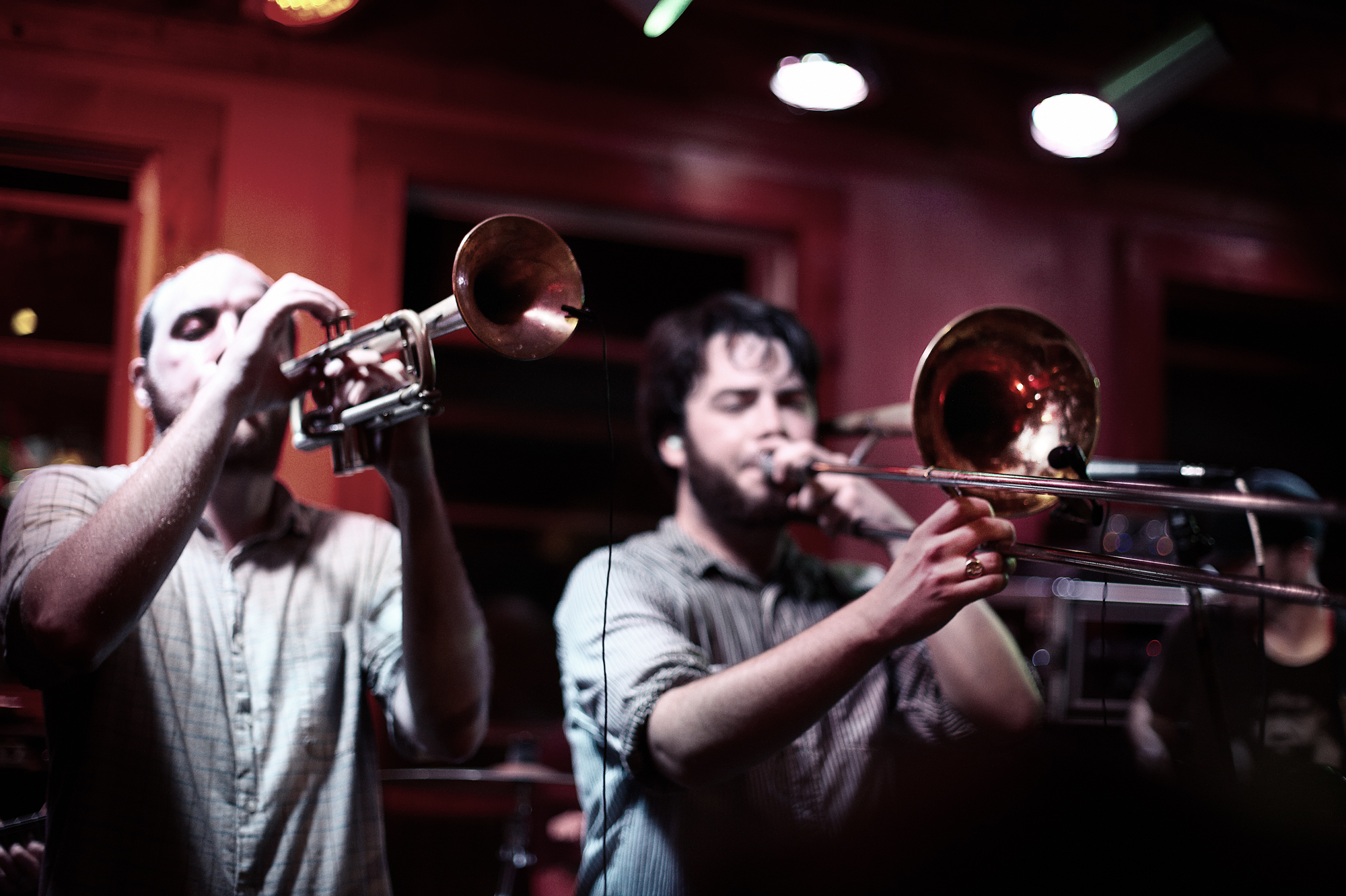 John Brown's Body horn section at the Welfleet Beachcomber July 31, 2011.