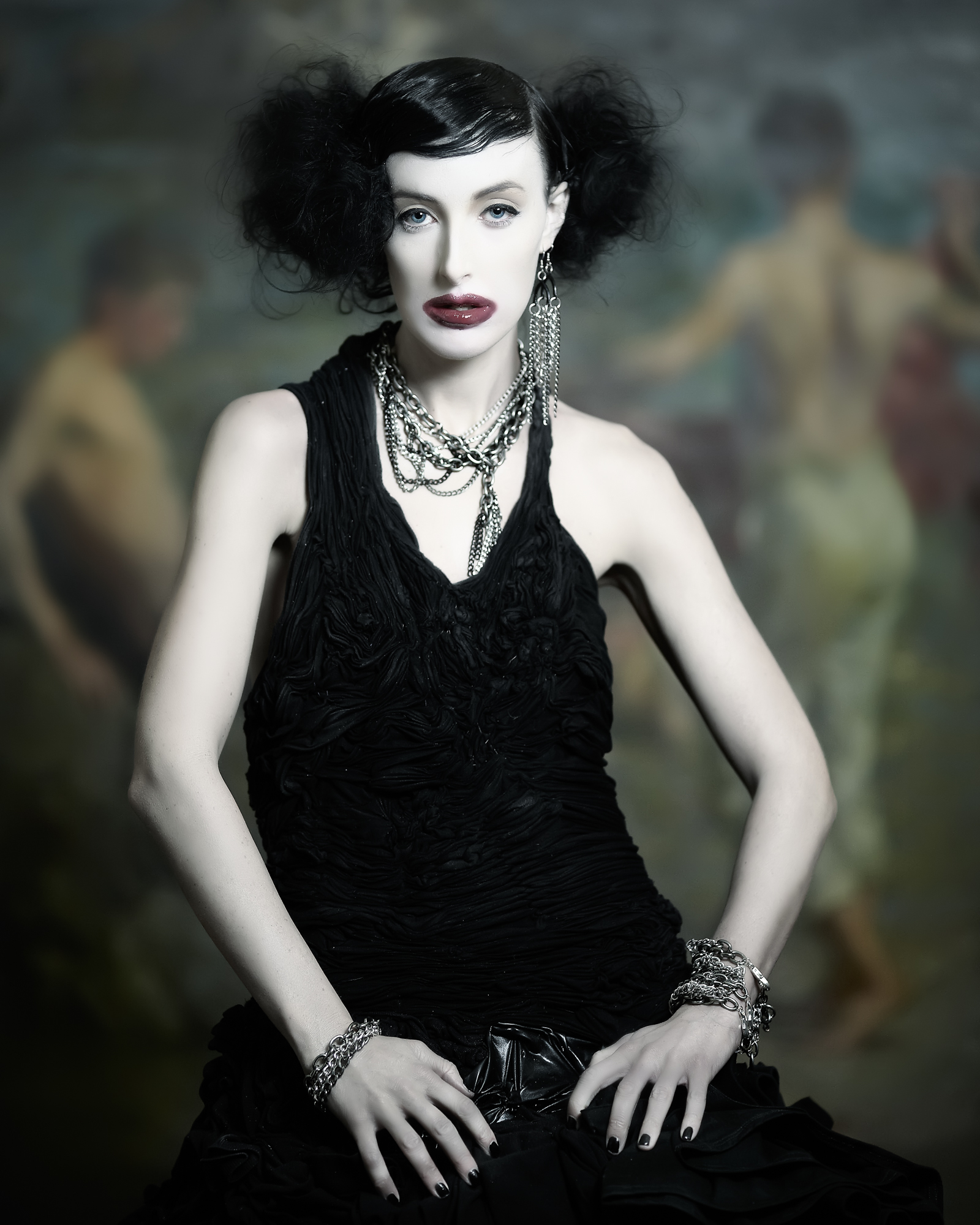 Model in DH Studios dress.
