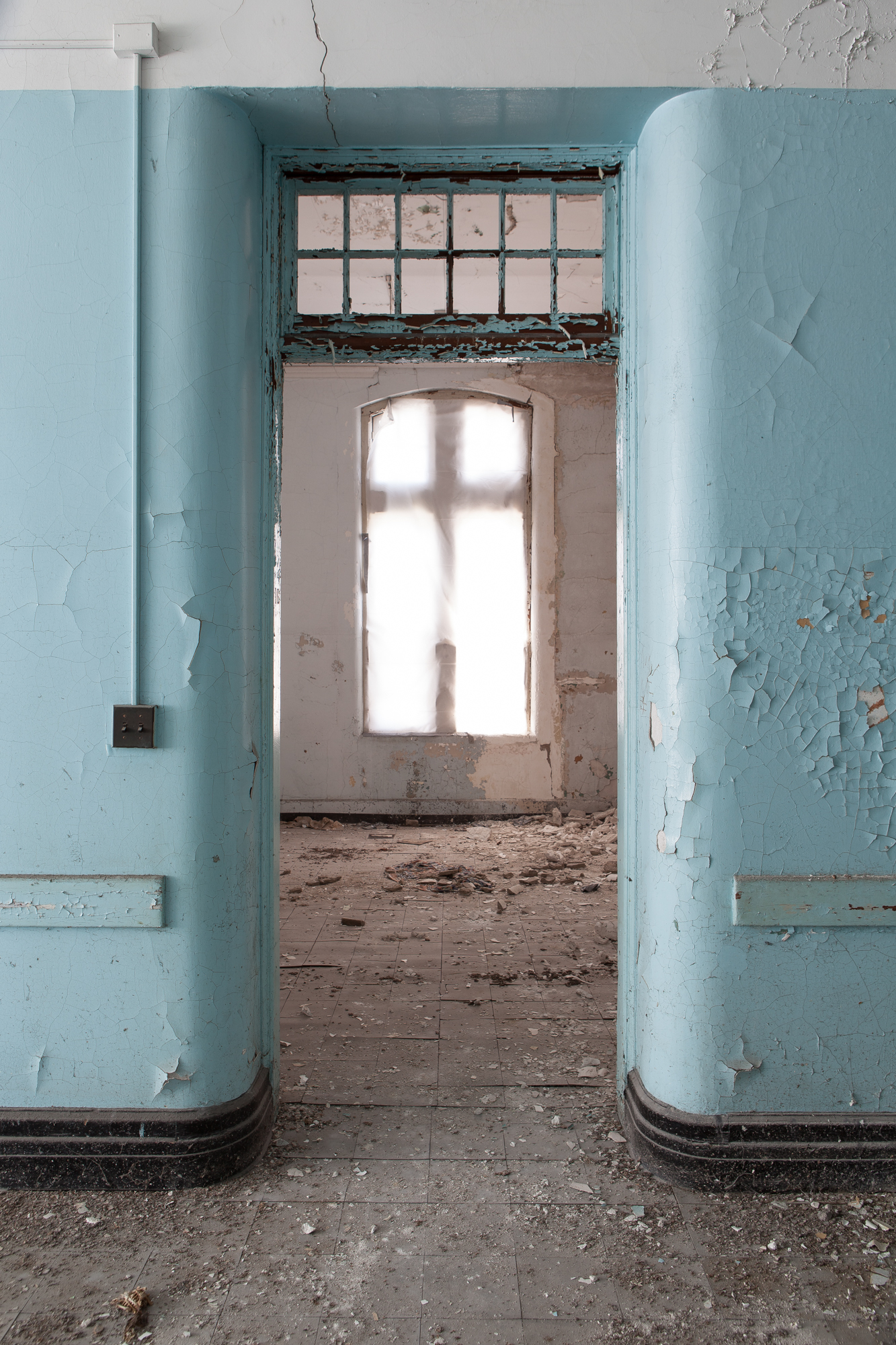 Door in the hallway of Buffalo State Hospital