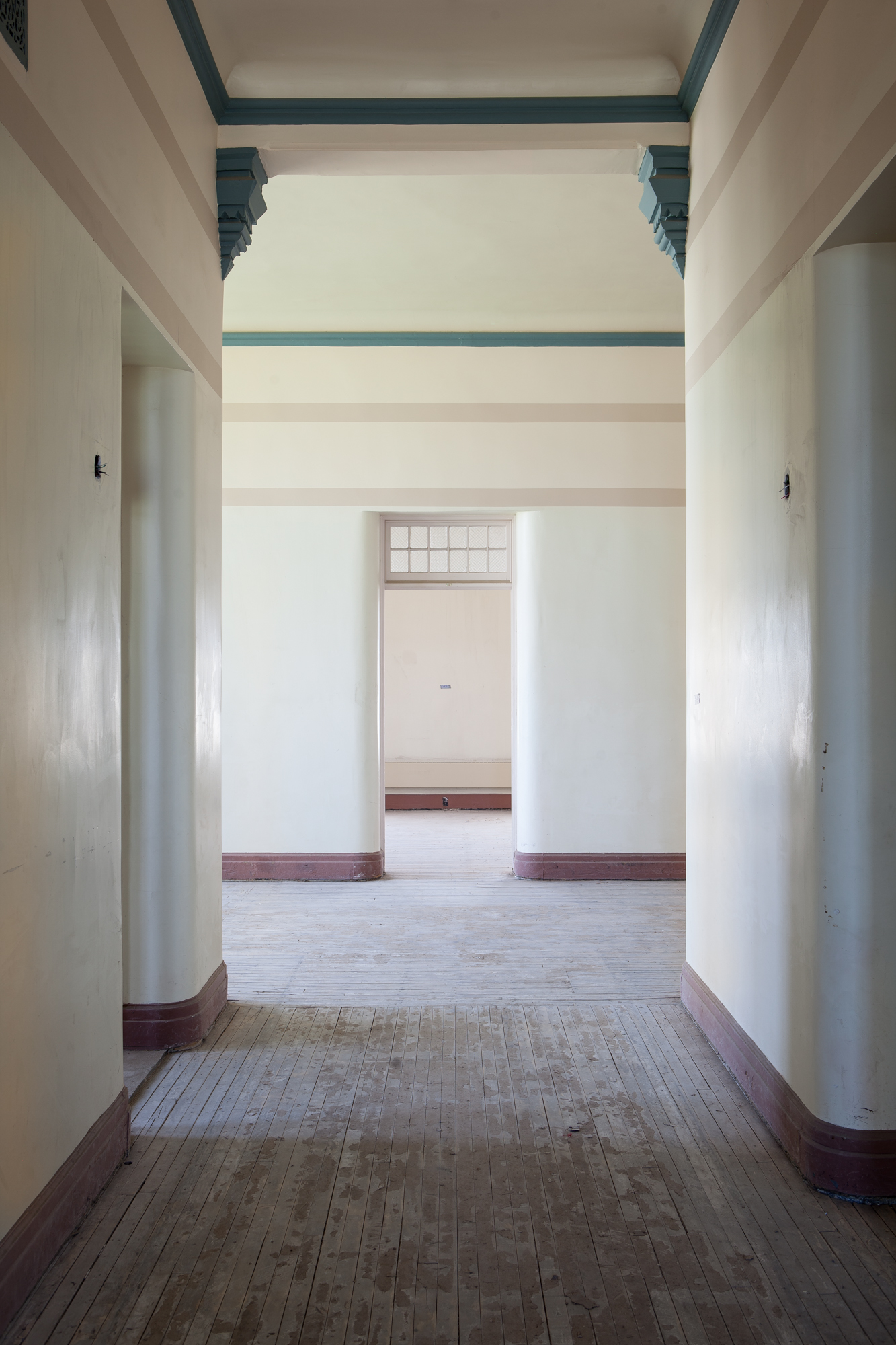 White hallway at Buffalo State Hospital.