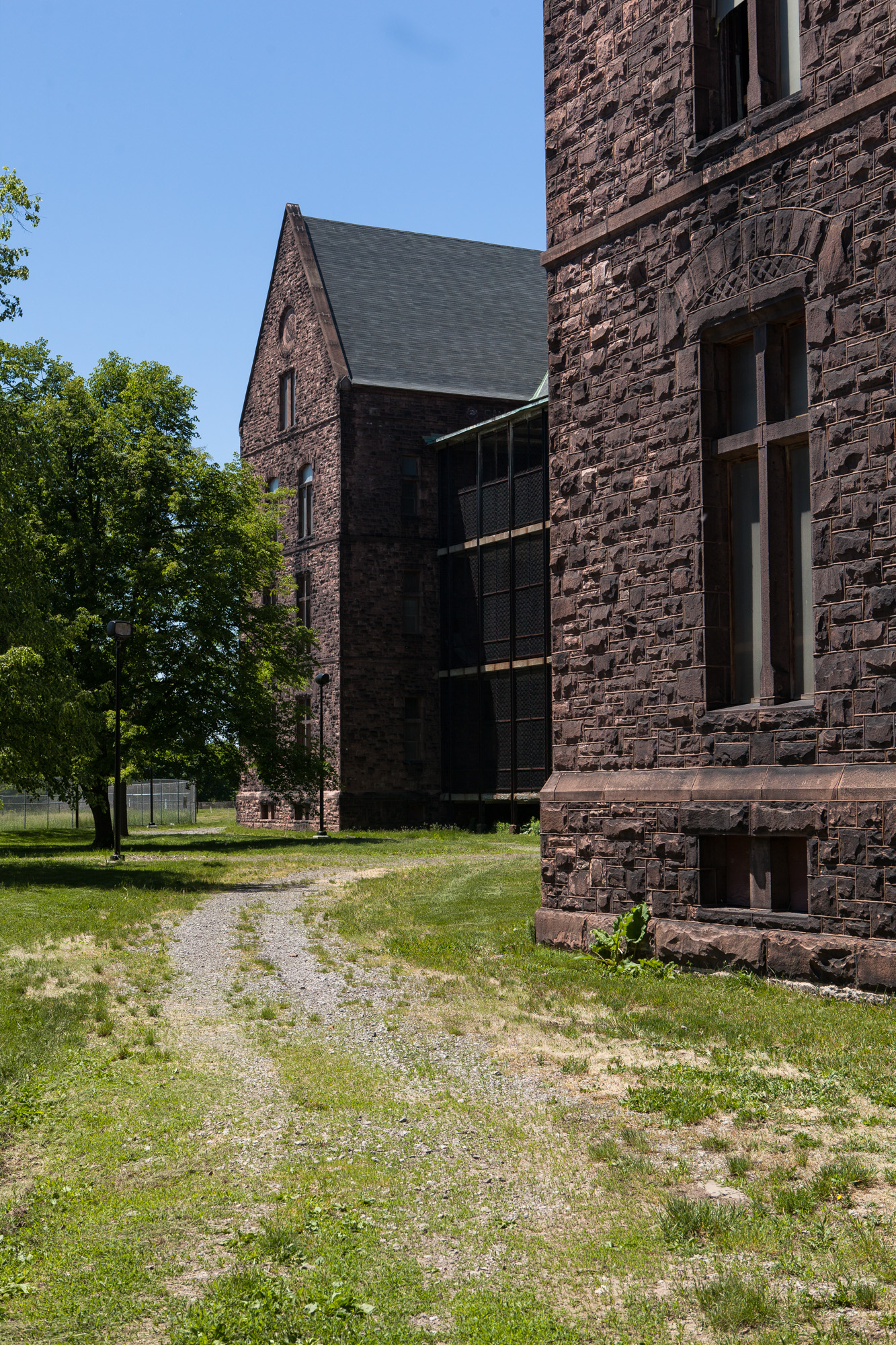 Exterior of Buffalo State Hospital wing.