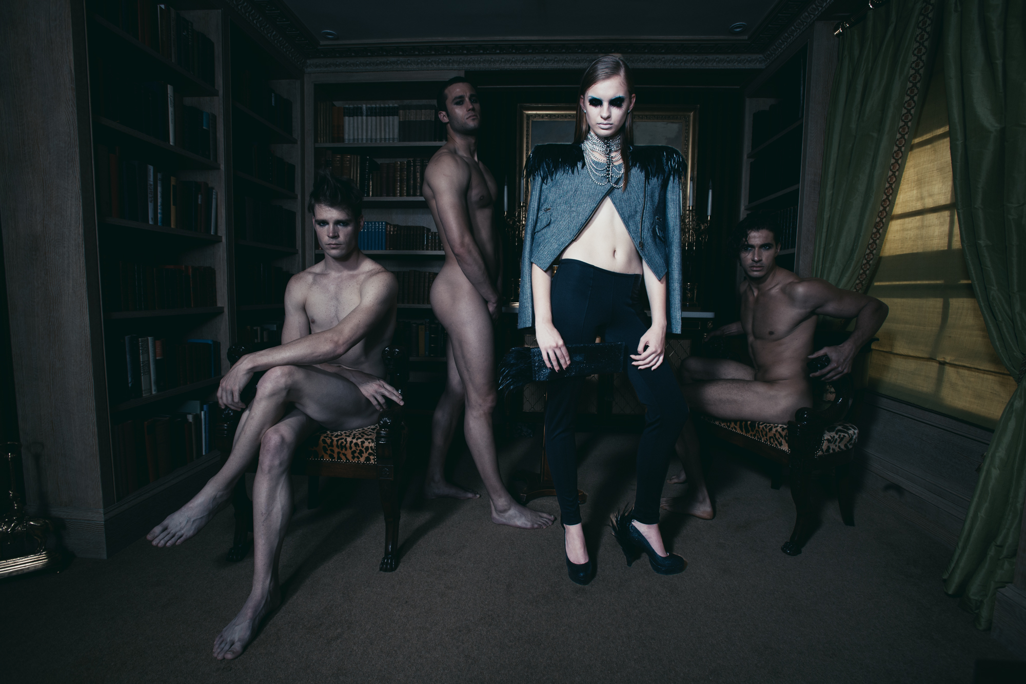Model posing in an outfit from DH Studios 2013 collection.