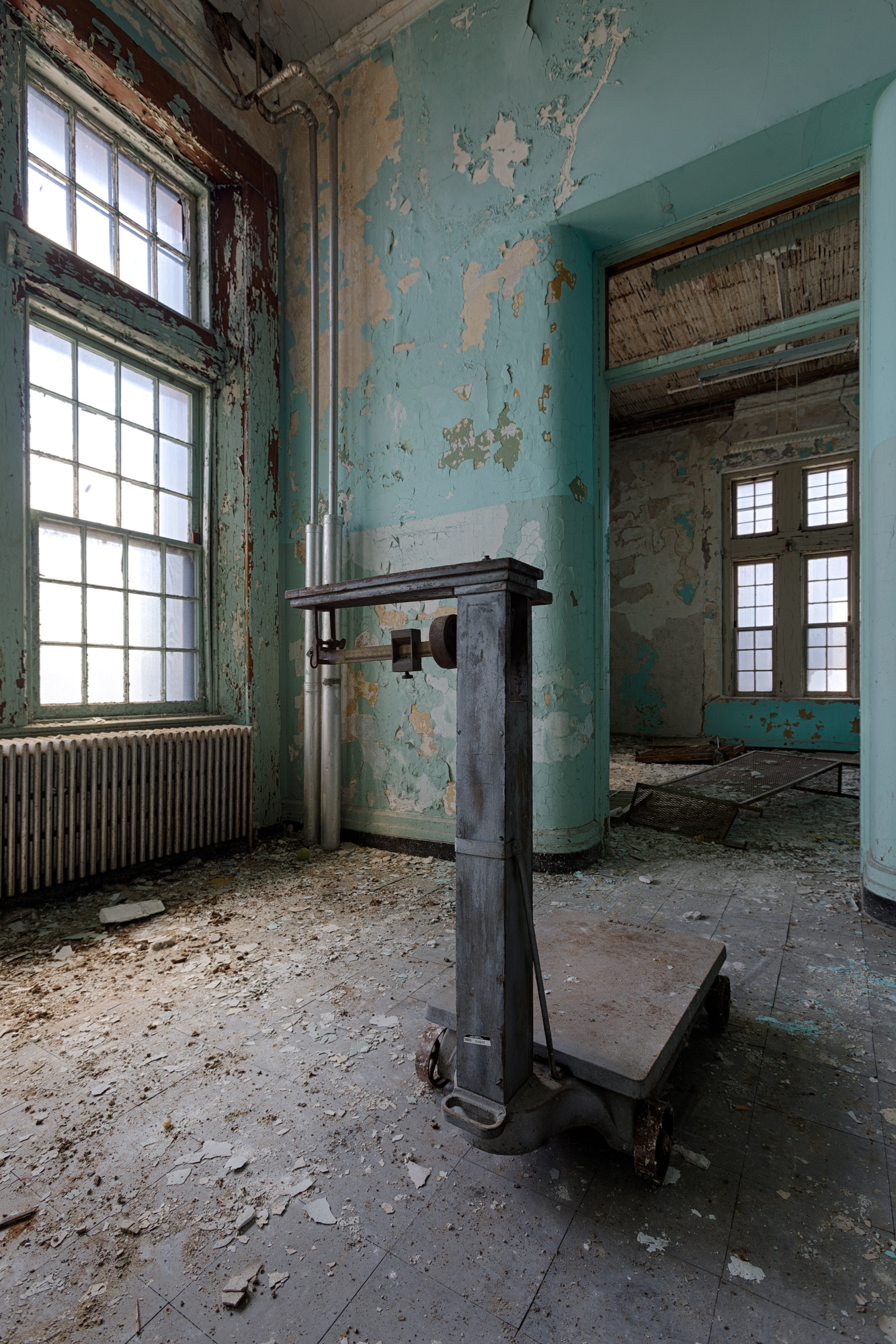Scale in a hallway at Buffalo State Hospital