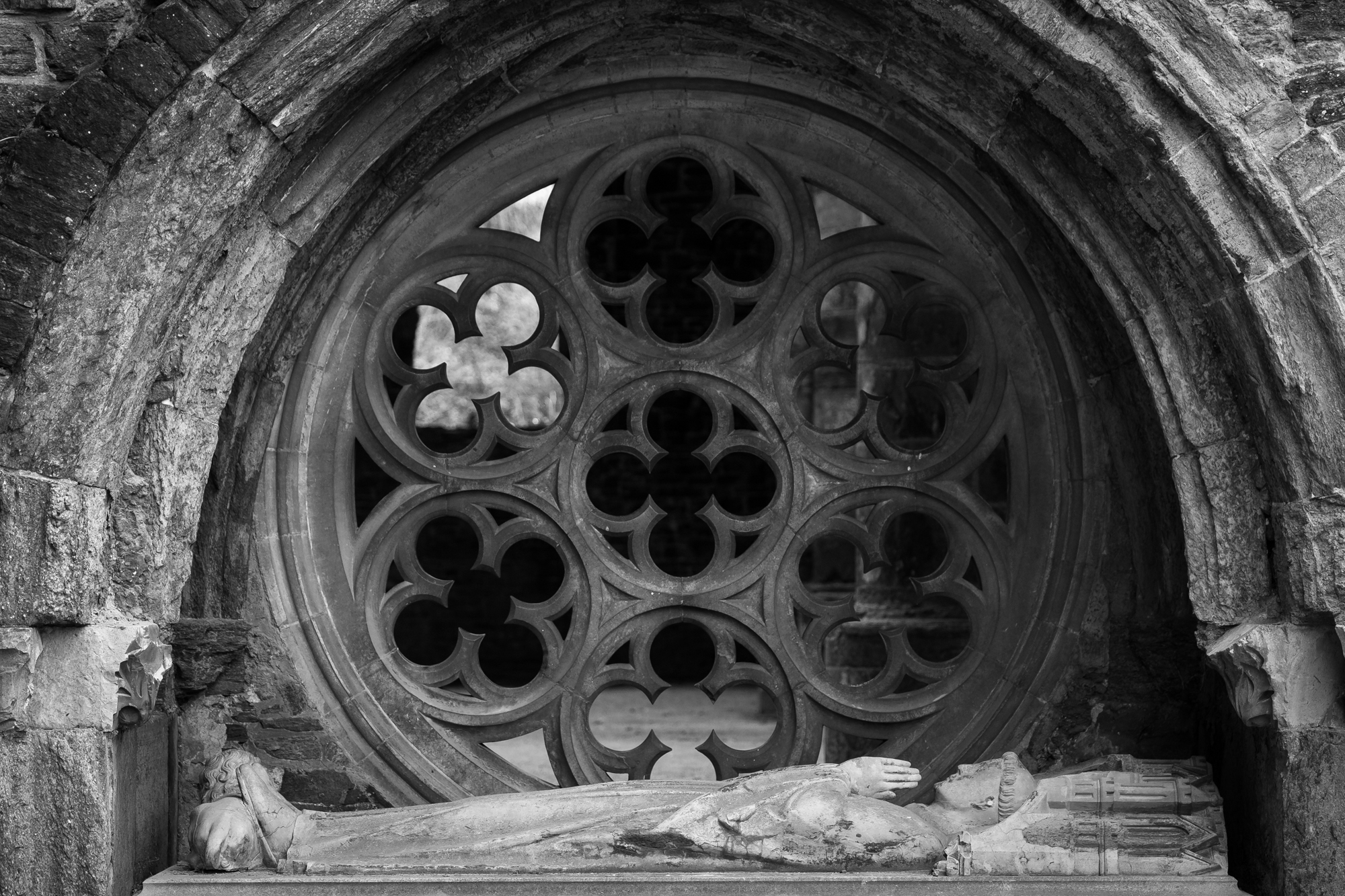 Stonework detail at Villers Abbey in Villers-la-Ville, Belgium