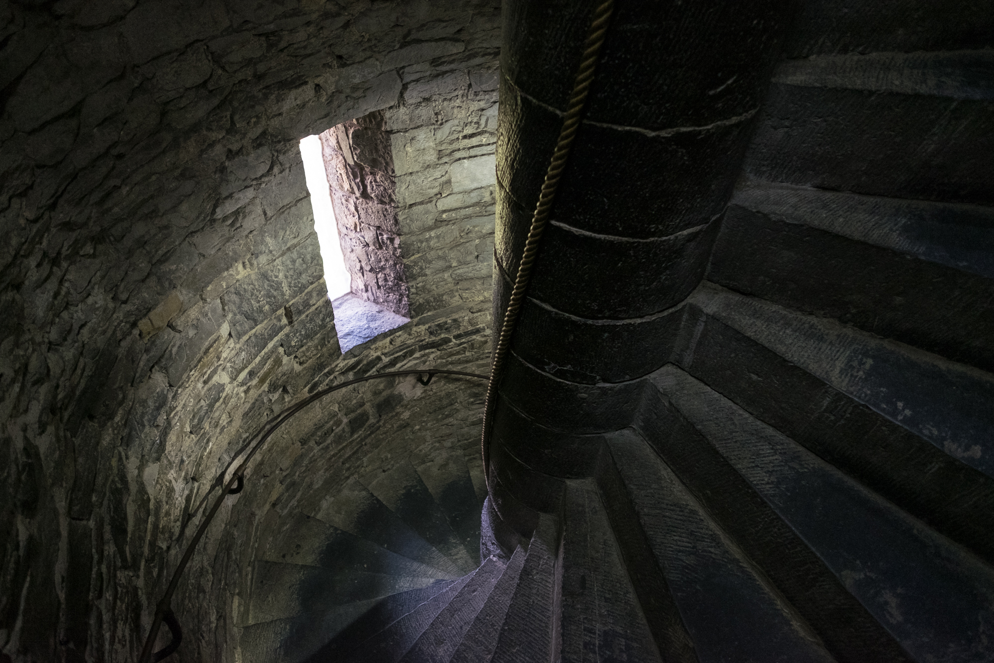 Spiral staircase inside Castle of the Counts in Ghent, Belgium