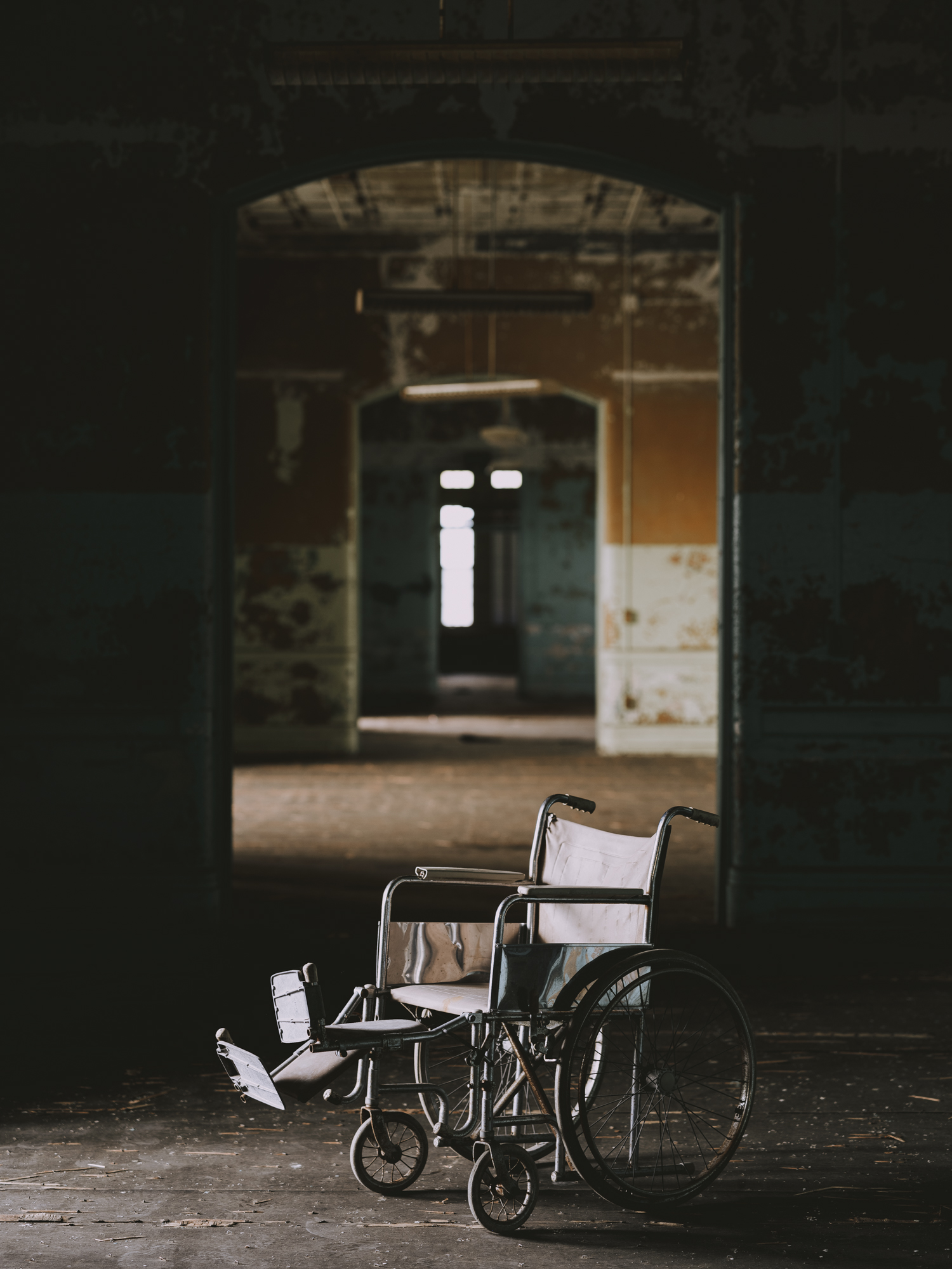 Wheelchair in ward at Buffalo State Hospital