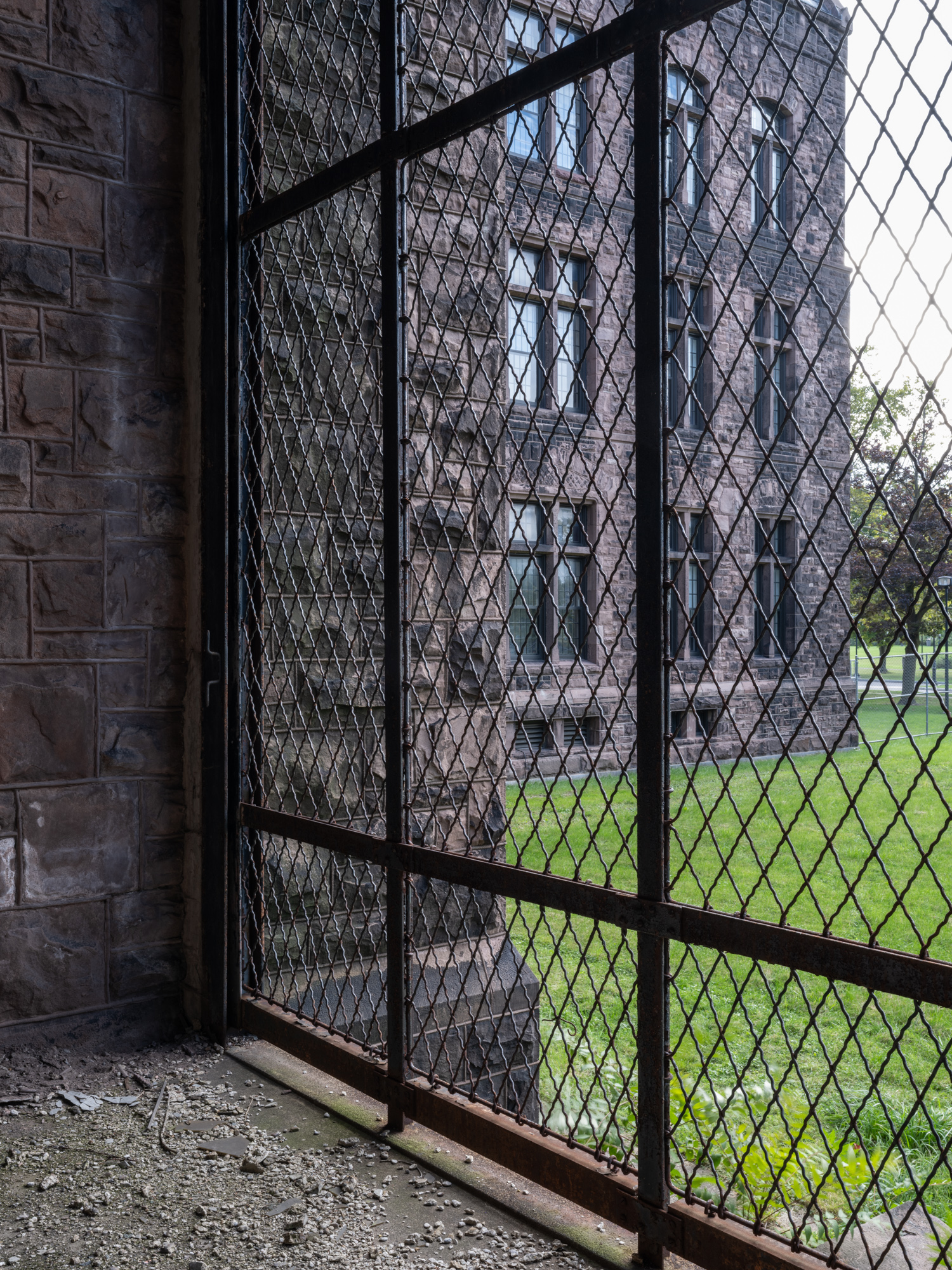 Caged porch at Buffalo State Hospital