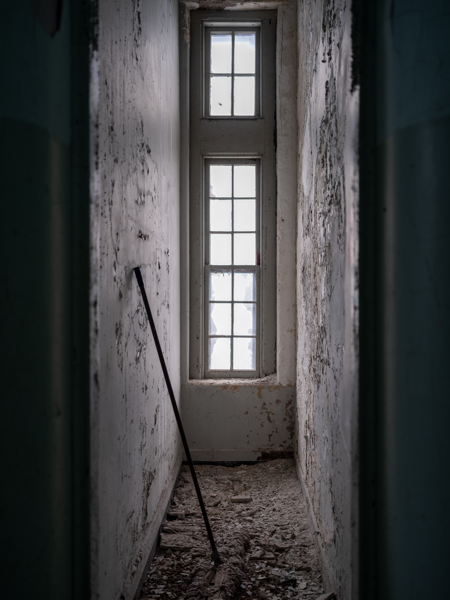Narrow closet at Buffalo State Hospital