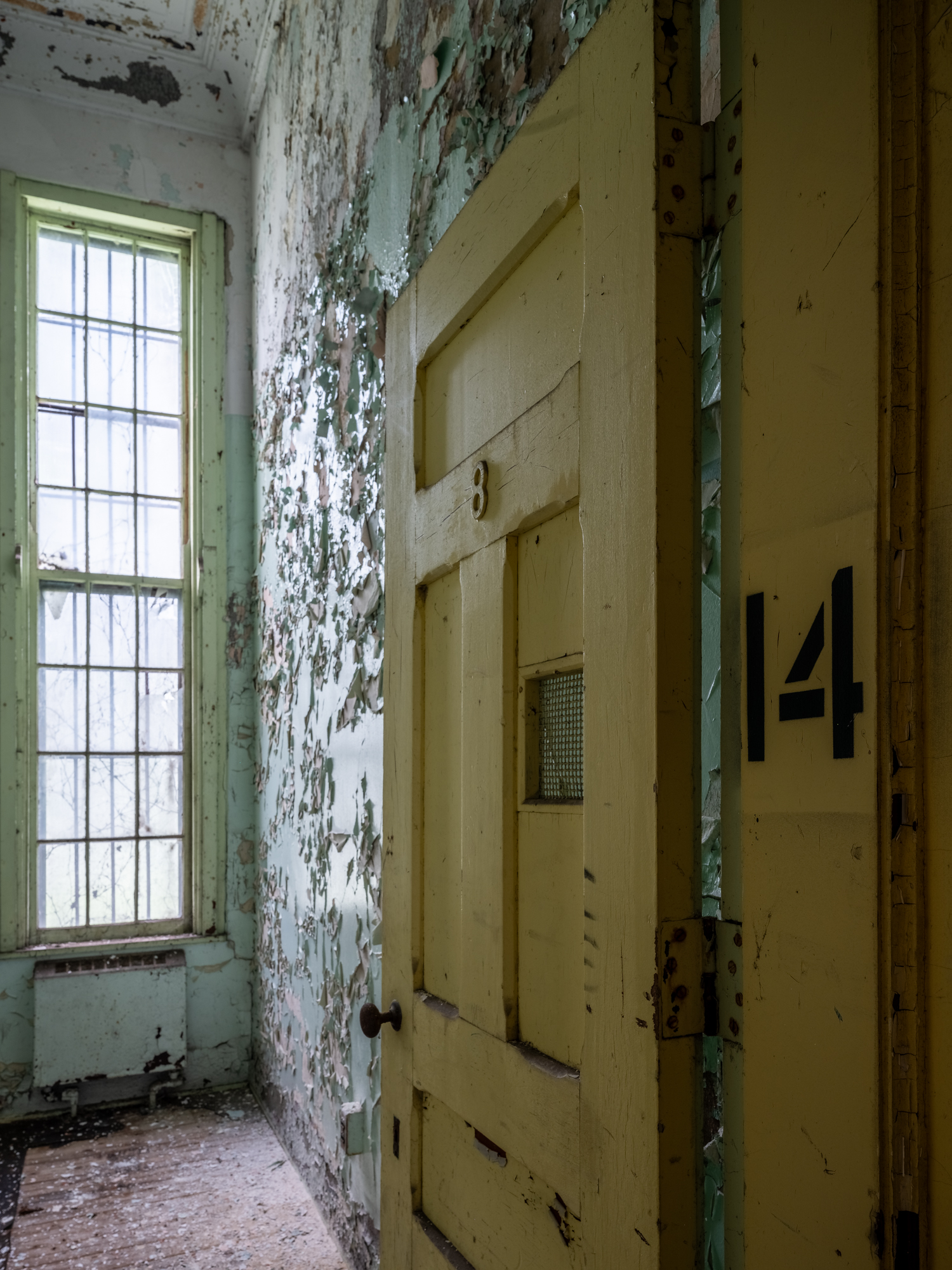 Patient room 14 in the outer wings of Buffalo State Hospital