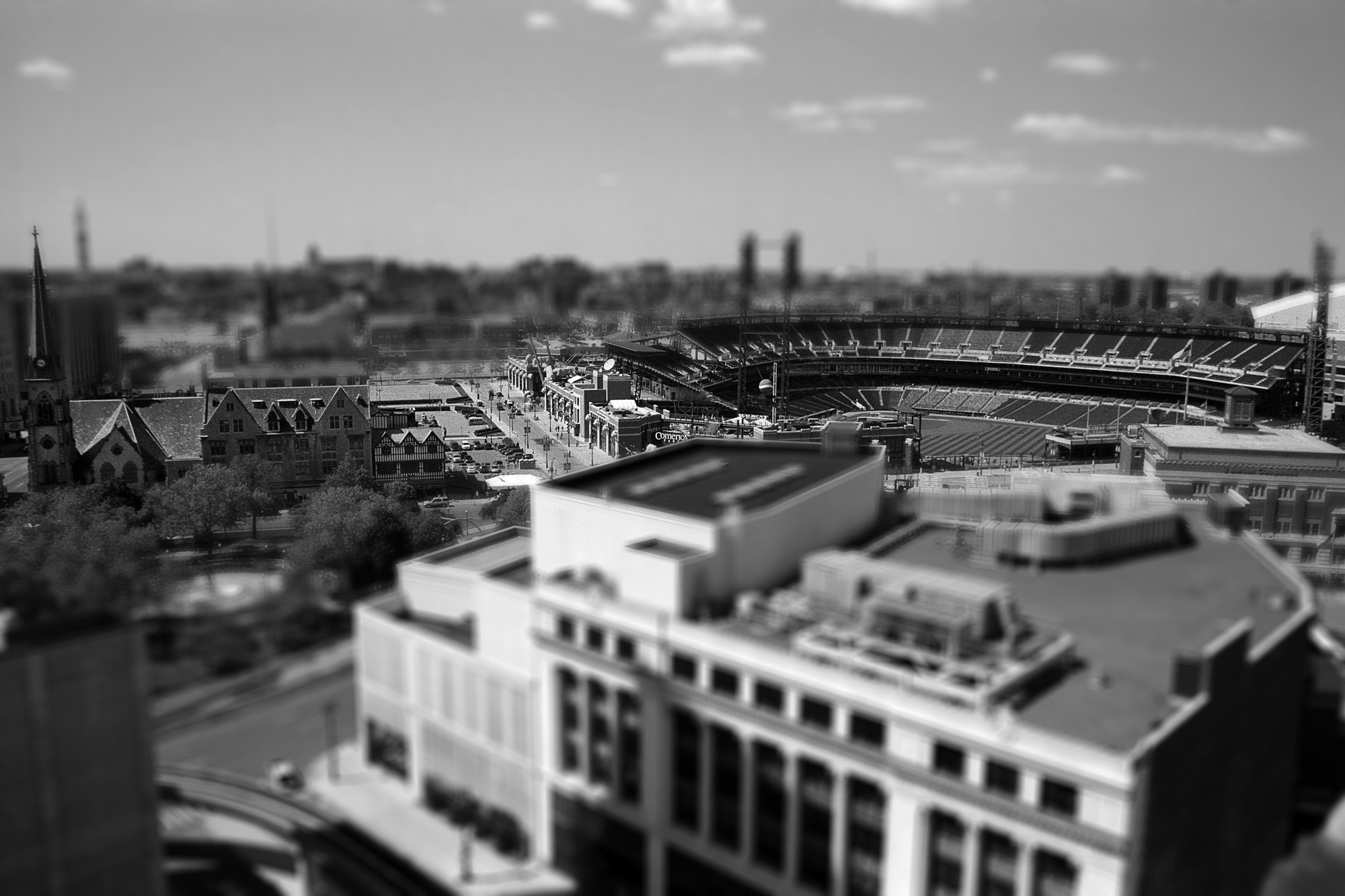 View of Comerica Park from the Wurlitzer building in Detroit, MI