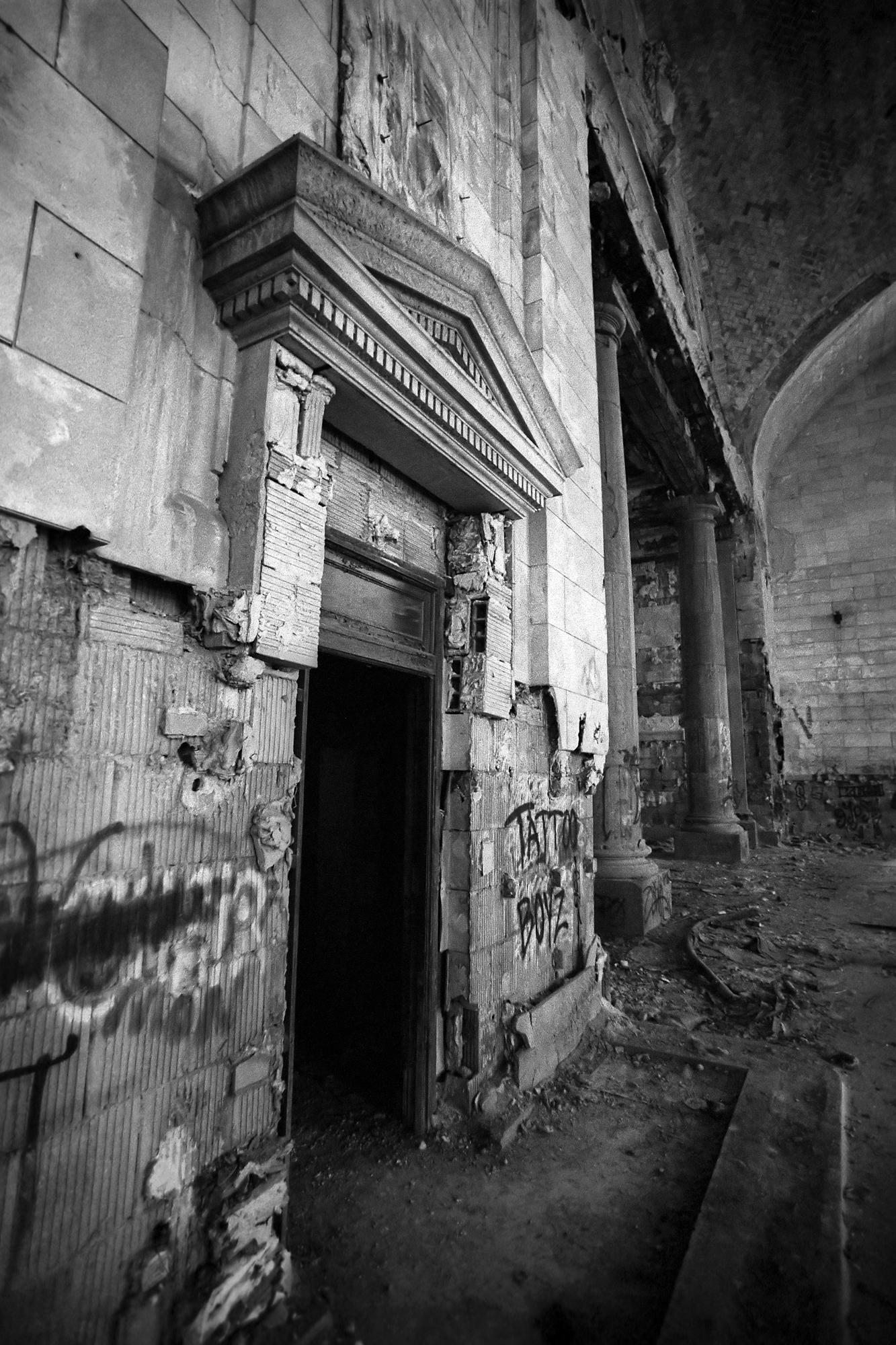 Doorway inside Michigan Central Station in Detroit, MI.