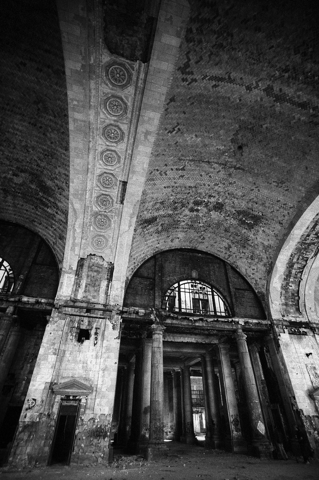Vaulted ceiling at Michigan Central Station in Detroit, MI.
