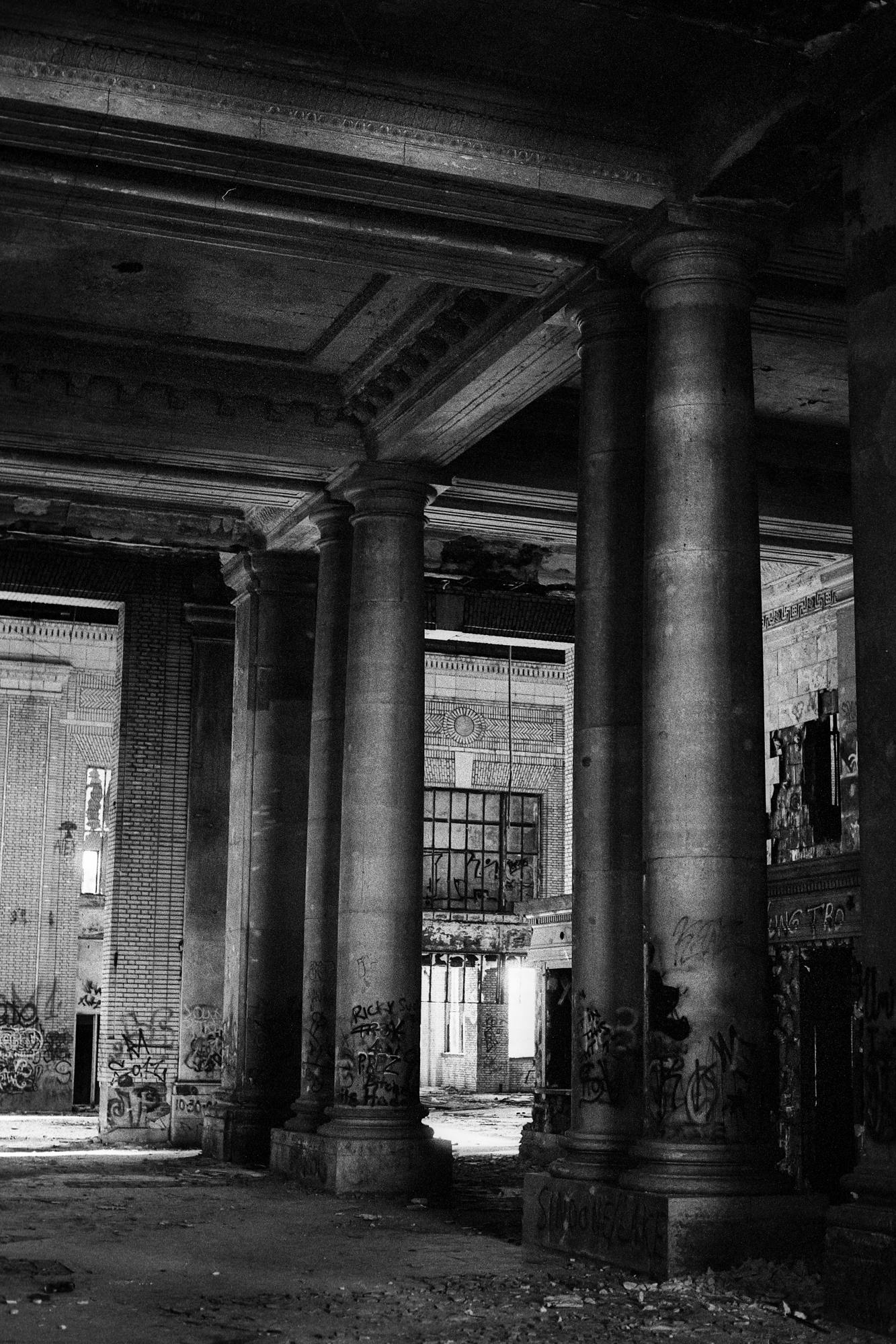 Columns at Michigan Central Station in Detroit, MI.