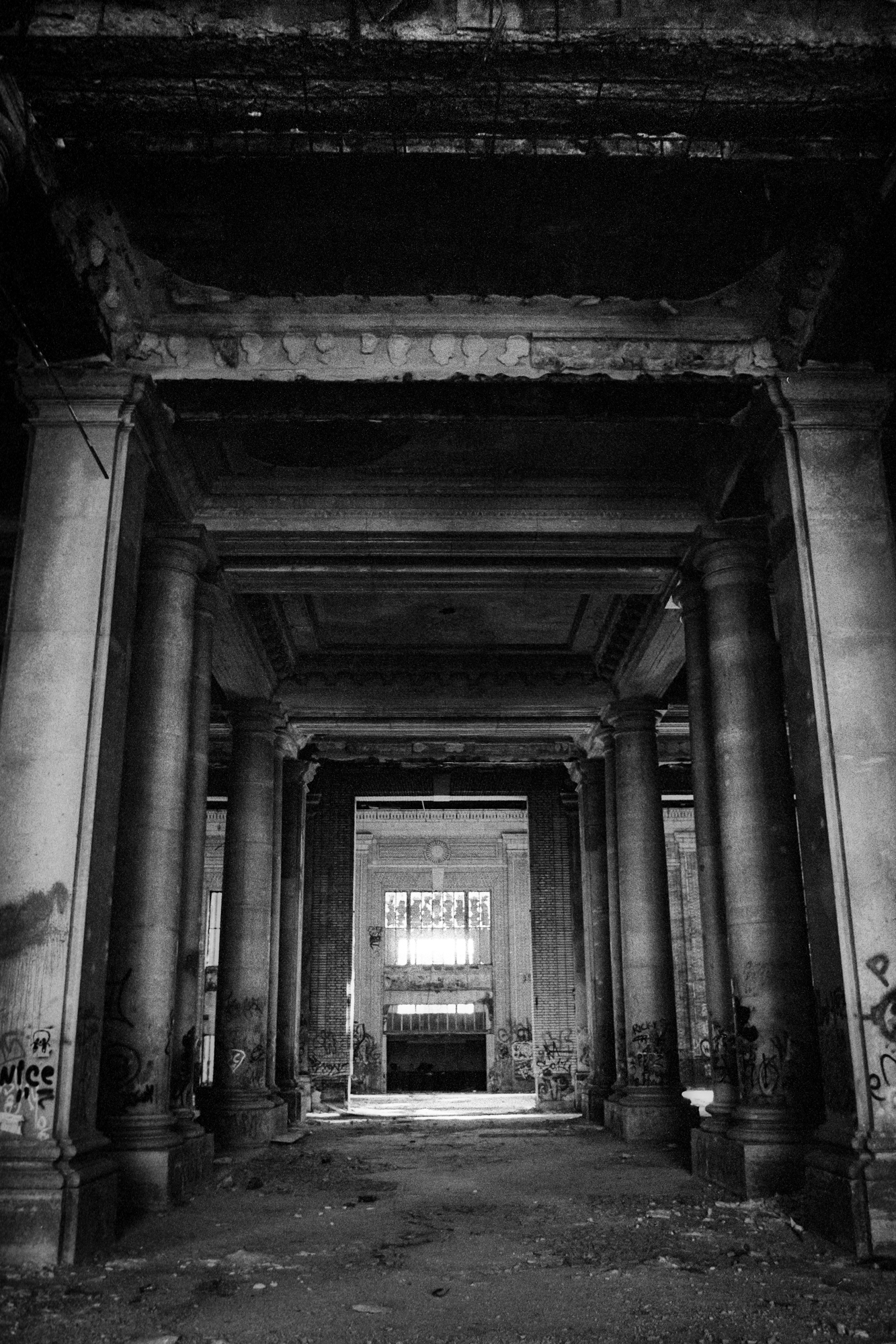 Columns at Michigan Central Station in Detroit, MI.