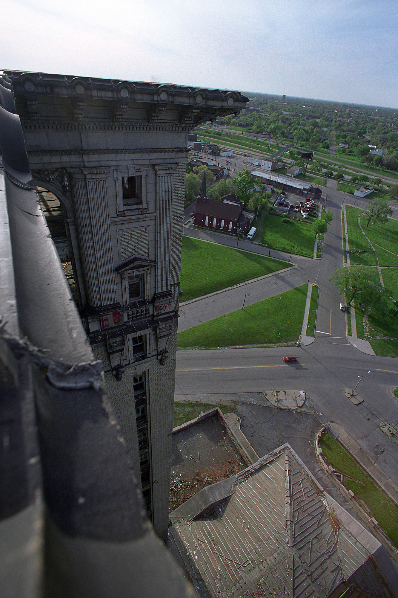 View from the roof of Michigan Central Station in Detroit, MI.