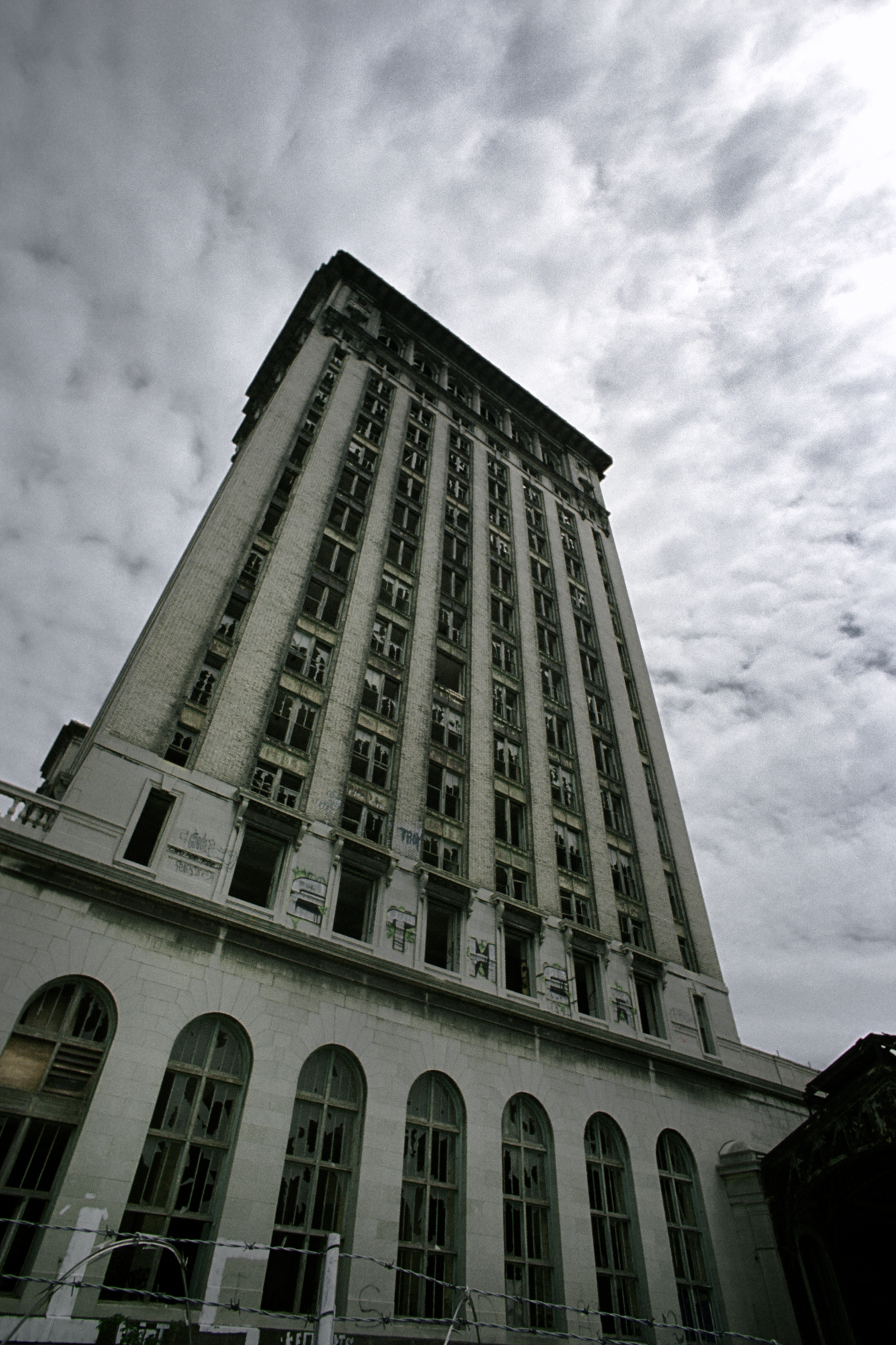 Exterior of Michigan Central Station in Detroit, MI.
