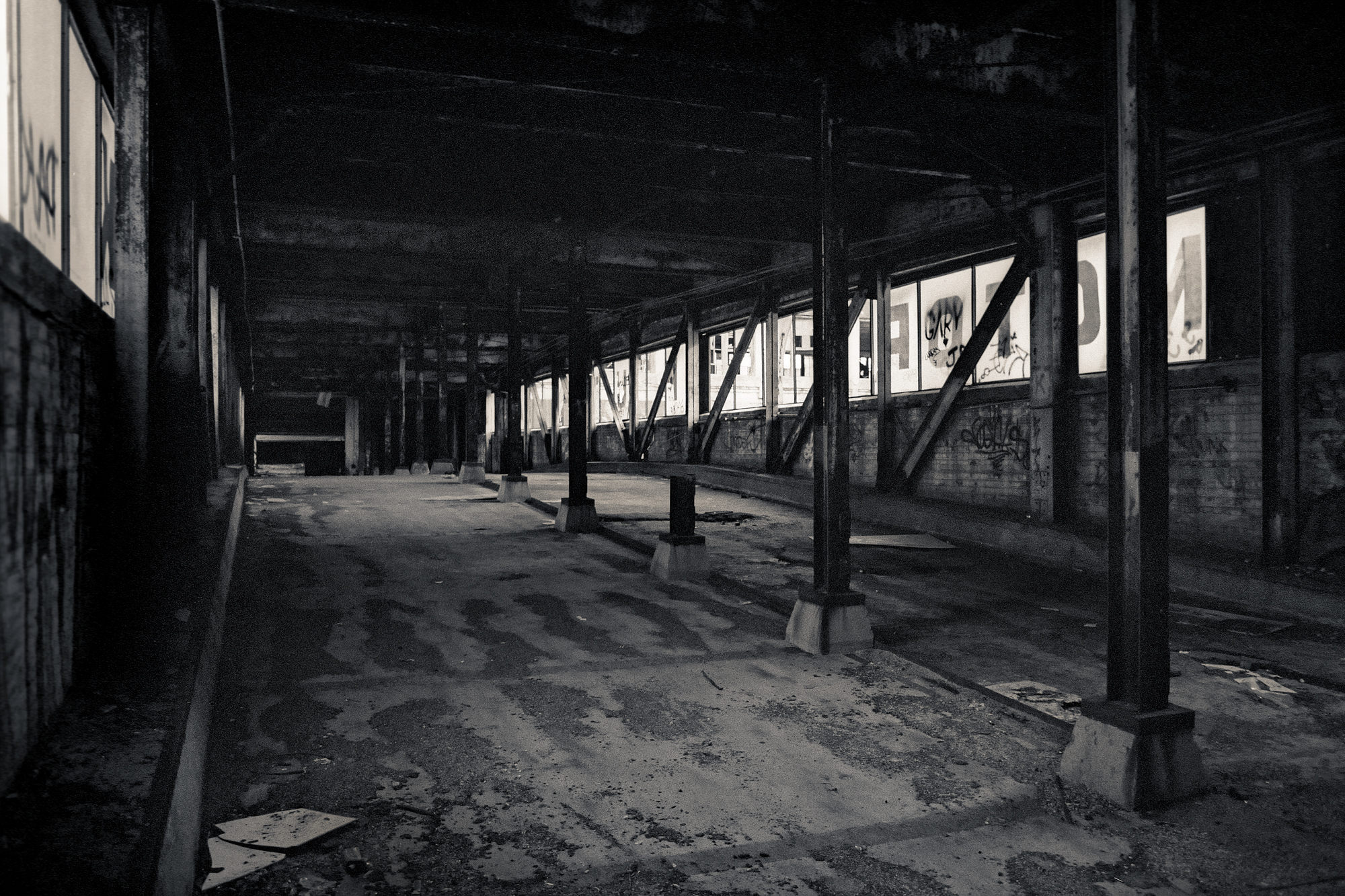 Interior of the bridge over East Grand Blvd. at the Packard Plant in Detroit, MI.