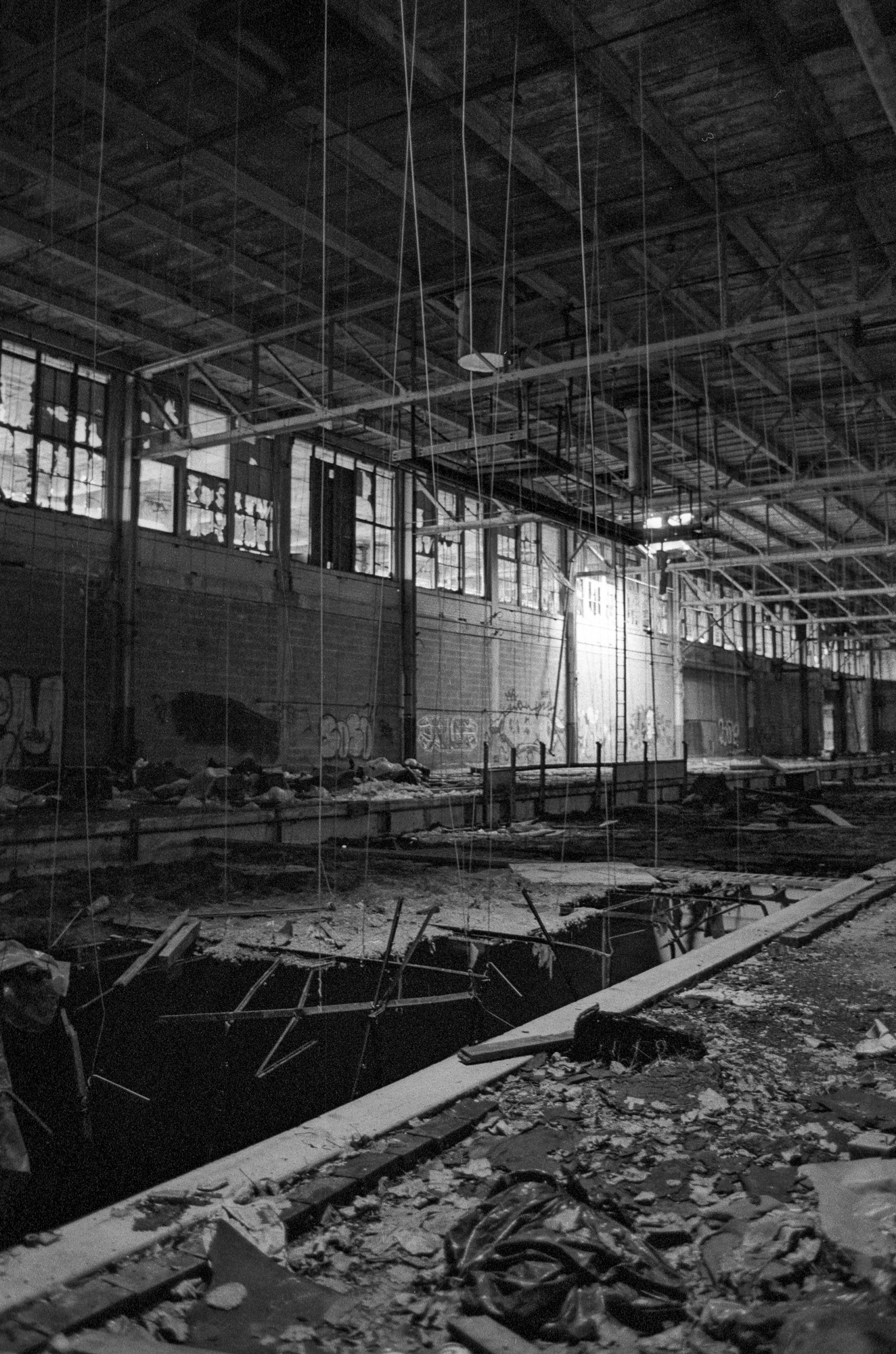 Drop ceiling at the Packard Plant in Detroit, MI.