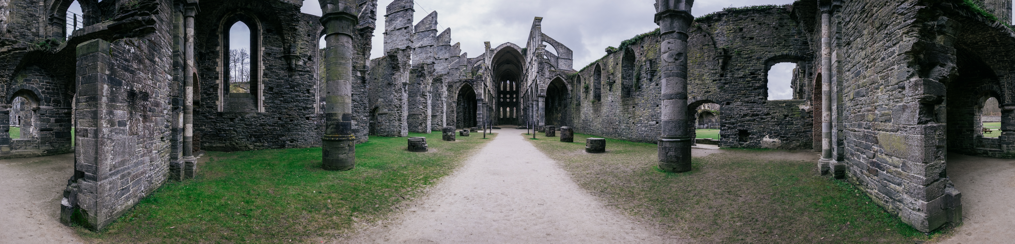 Panorama of the naive at Villers Abbey in Villers-la-Ville, Belgium